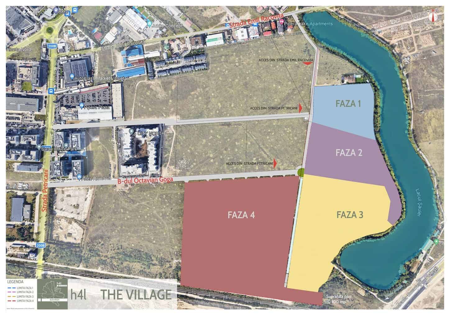 h4l THE VILLAGE map, neighborhood location, Lacul Șaulei, Pipera